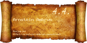 Arnstein Ambrus névjegykártya